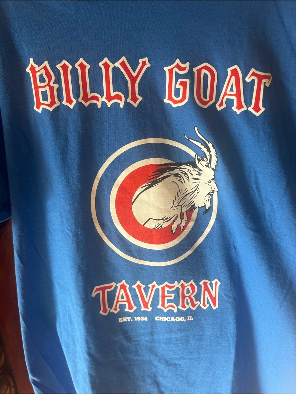 Billy Goat Tavern Graphic Tee - Blue with Red & White Logo
